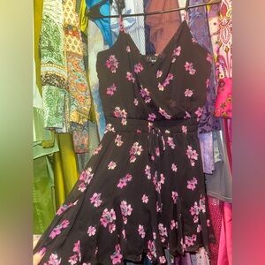 Trixxi Black Dress with Pink Floral Design